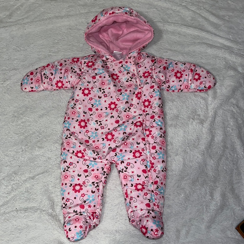 Luv&cuddles 3 month floral zip up snow suit baby girl clothing winter clothing